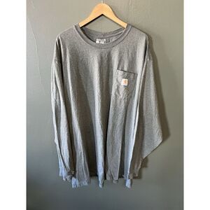 Carhartt Mens Green Long Sleeve Single Pocket T-shirt Size 4XL Loose Fit